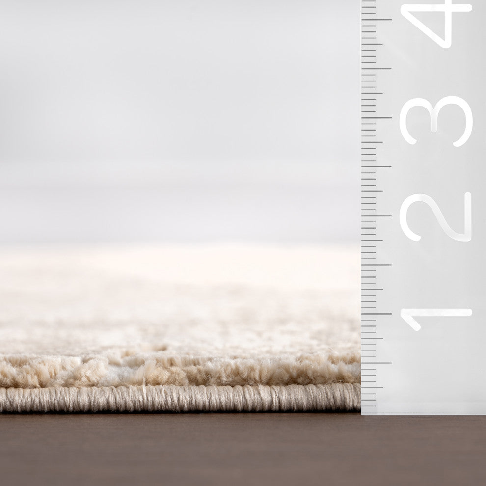 Chita Abstract Machine Washable Area Rug, Beige 6''7"x9''