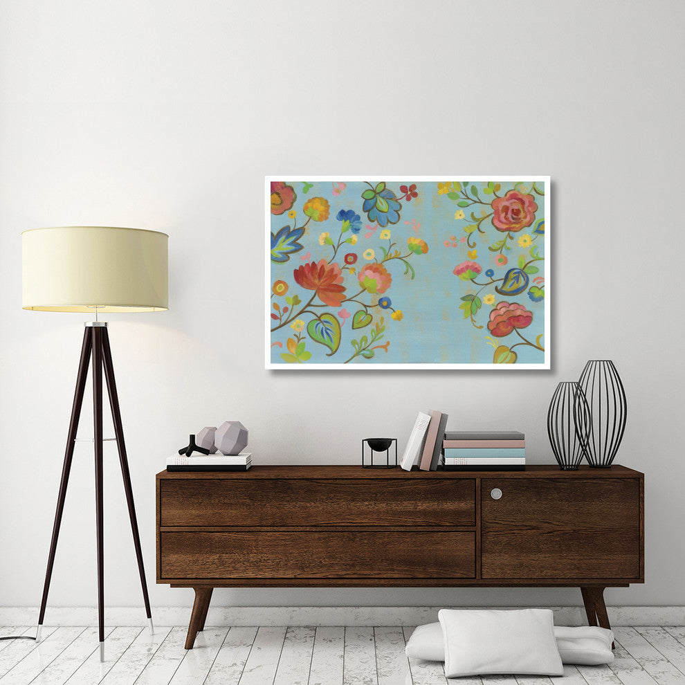 "Folk Song Floral" Digital Paper Print by Silvia Vassileva, 50"x34"