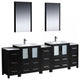 Torino 84" Espresso Double Sink Vanity, 3 Side Cabinets, Integrated Sinks