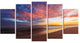Colored Clouds in Beach at Sunset, Seashore Canvas Print, 60"x32", 5 Panels