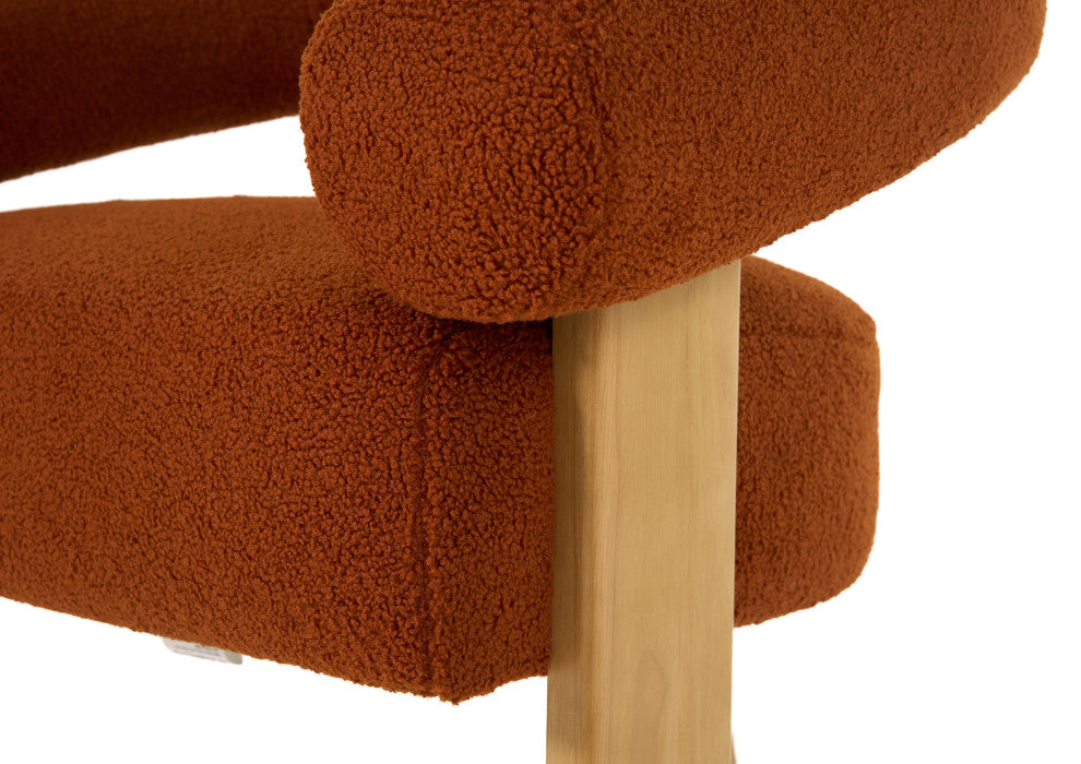 Modrest Nocona Modern Rust Fabric, Wood Accent Chair