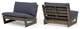 Emma Outdoor Acacia Wood Club Chairs With Cushions, Set of 2, Gray