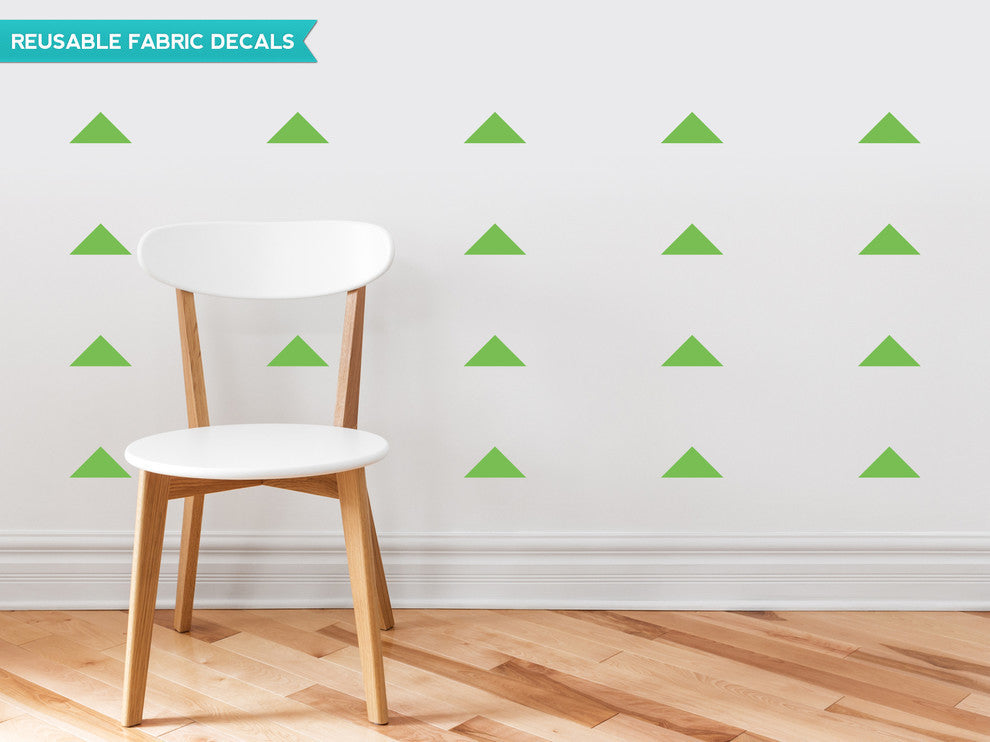 Wide Triangle Fabric Wall Decals, Set of 32, Green