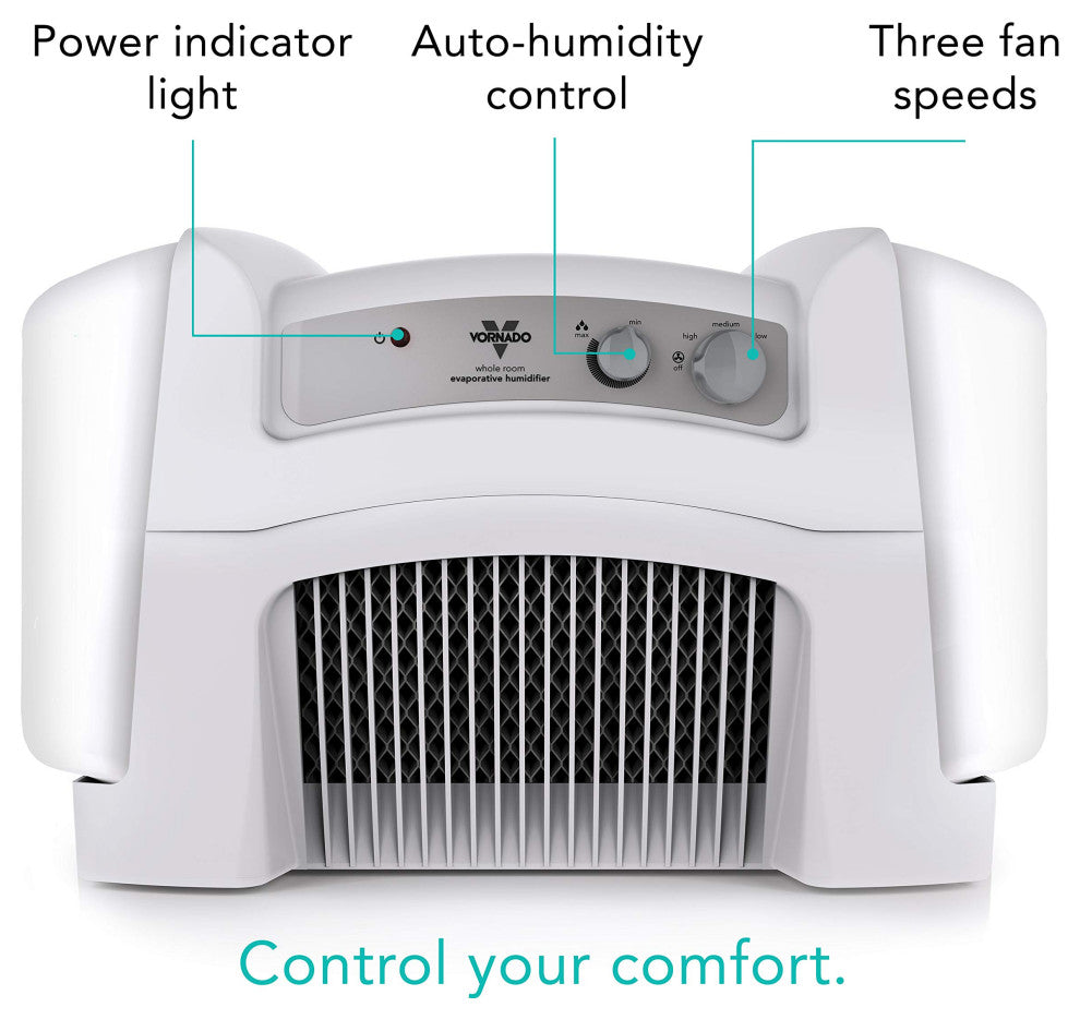 Evap40 4-Gallon Evaporative Humidifier With Adjustable Humidistat and 3 Speeds.