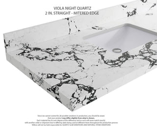 Chicago 36" Center Sink Bathroom Vanity, Black 2" Viola Night