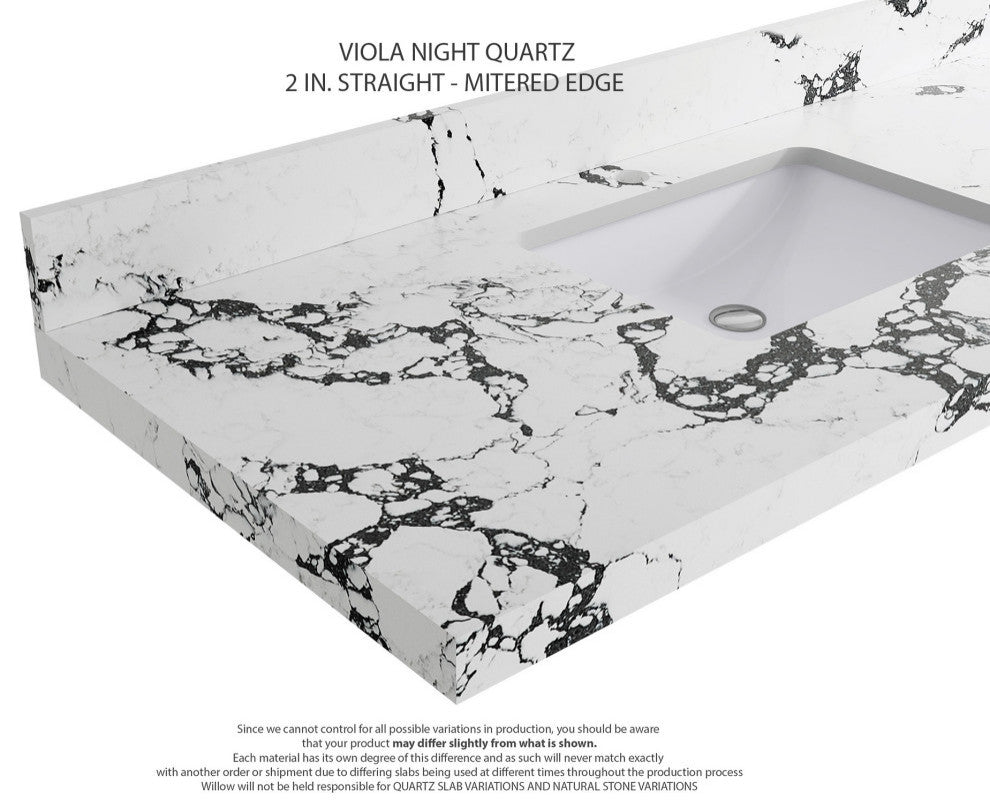 Chicago 36" Center Sink Bathroom Vanity, Black 2" Viola Night