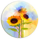 Yellow Sunflowers With Green Leaves, Flower Disc Metal Wall Art, 23"