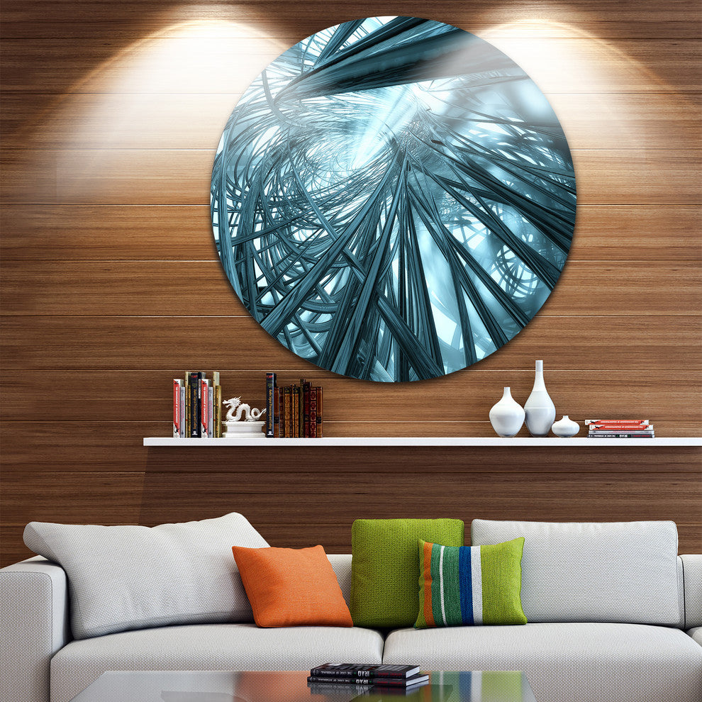 Fractal 3D Stripes Everywhere, Abstract Art Disc Metal Wall Art, 23"