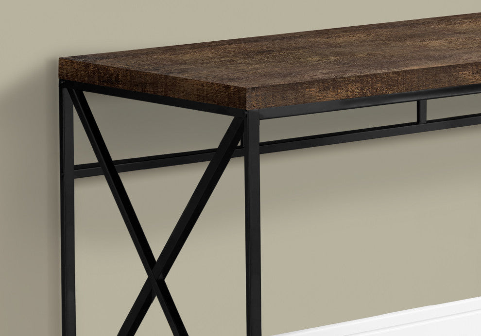 Computer Desk, Home Office, Laptop, Work, Metal, Laminate, Brown, Black
