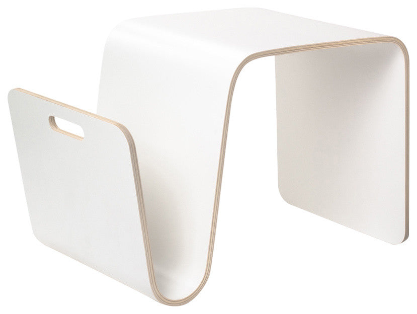Offi Wood Modern Side Tables, Mag Table, White