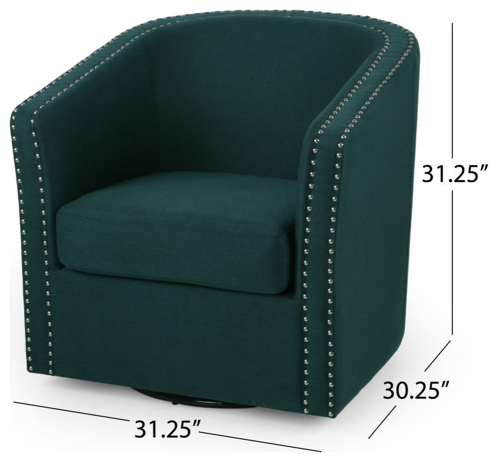 Jaymee Fabric Swivel Chair, Green and Black