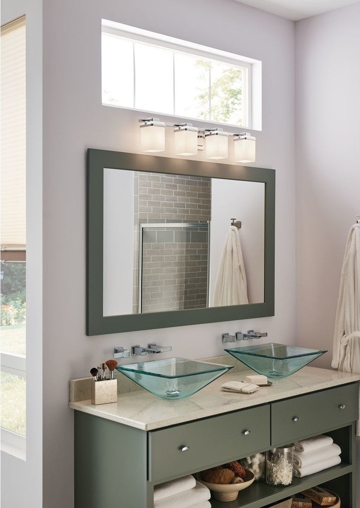 Progress Lighting P2196-09 Metric 4-Light Bath, Brushed Nickel, Polished Chrome