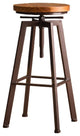 Industrial-Styled Iron Rotating and Lifting Bar Stool Made of Solid Wood, Copper