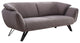 Benzara BM262225 Sofa With Slight Flared Arms and Angled Metal Legs, Gray