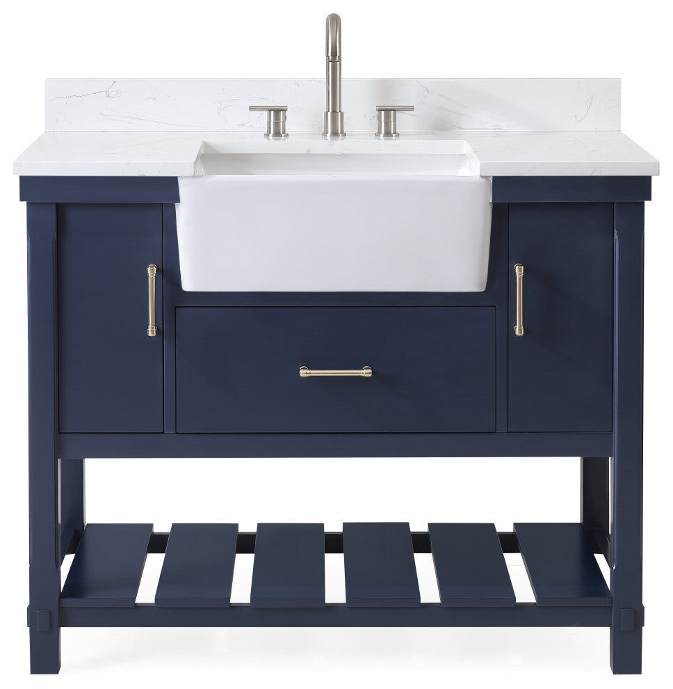 42" Kendia Navy Blue Farmhouse Sink Bathroom Vanity FW-7042-NB42