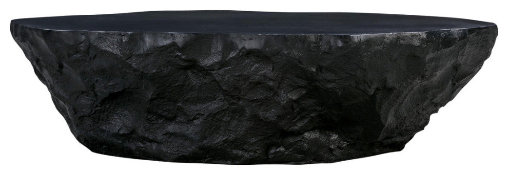 Rock Coffee Table, Modern Concrete Cocktail Table 56", Black