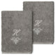 Linum Home Turkish Cotton Monica 2-Piece Embellished Washcloth Set, Dark Gray