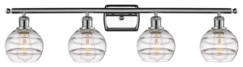 Ballston-Rochester 4-Light 36" Bath Vanity Light, Polished Chrome, Clear
