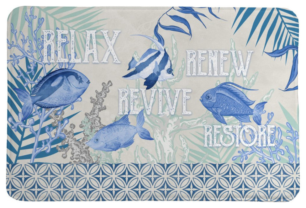 Laural Home Coastal Spa Memory Foam Rug