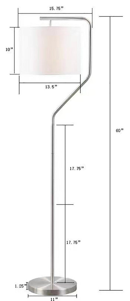 510 Design Angular Arched Metal Floor Lamp, Silver