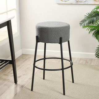 Soloist Bar Stool Slate Grey Boucle Upholstered Cushion