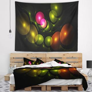 Multi Color 3D Surreal Circles Abstract Wall Tapestry, 39"x32"