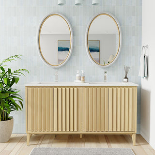 Oval Twisted Rattan Wall Mirror, White