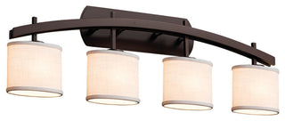 Textile Archway 4-Light Bath Bar, Oval, Dark Bronze, White Fabric Shade