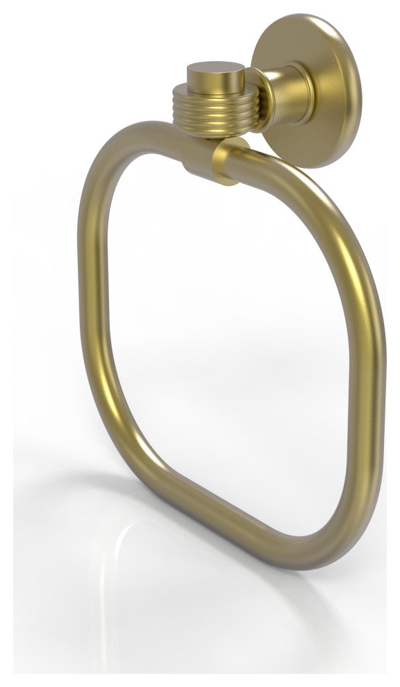 Continental Towel Ring With Groovy Accents, Satin Brass