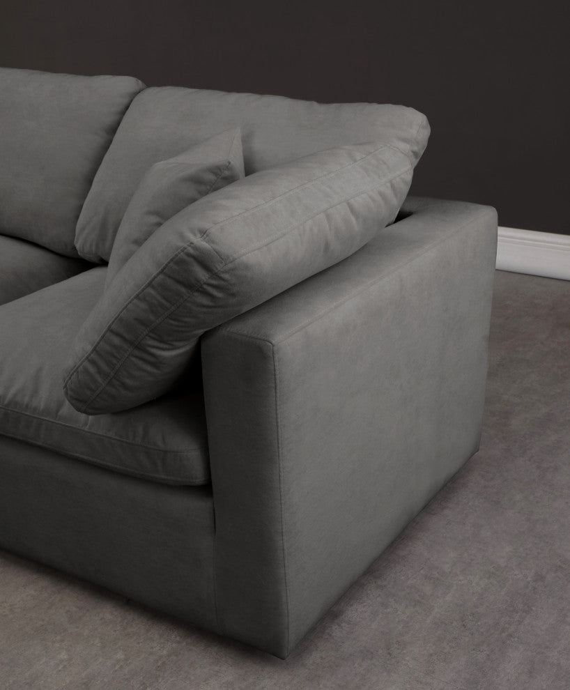 Plush Velvet / Down Standard Comfort L-Shaped Modular Sectional, Gray, 5-Piece: 2 Armless Chair, 3 Corner Chair
