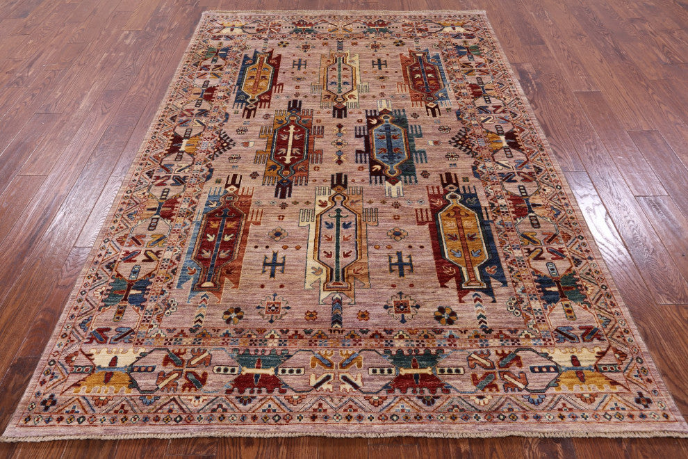 5' 8" X 8' 4" Handmade Tribal Fine Serapi Wool Rug - Q12223