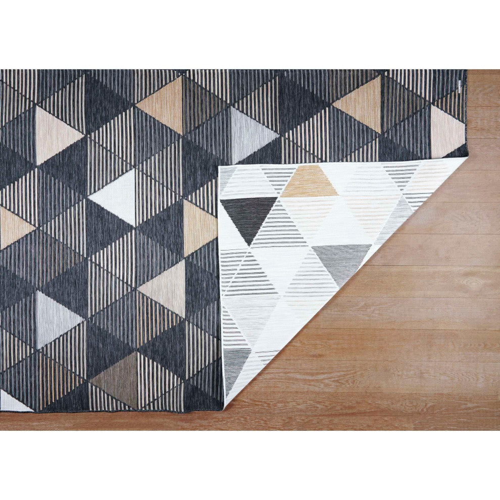 Plaza Triangles Reversible Indoor/Outdoor Area Rug, Charcoal, 3'3"x5'