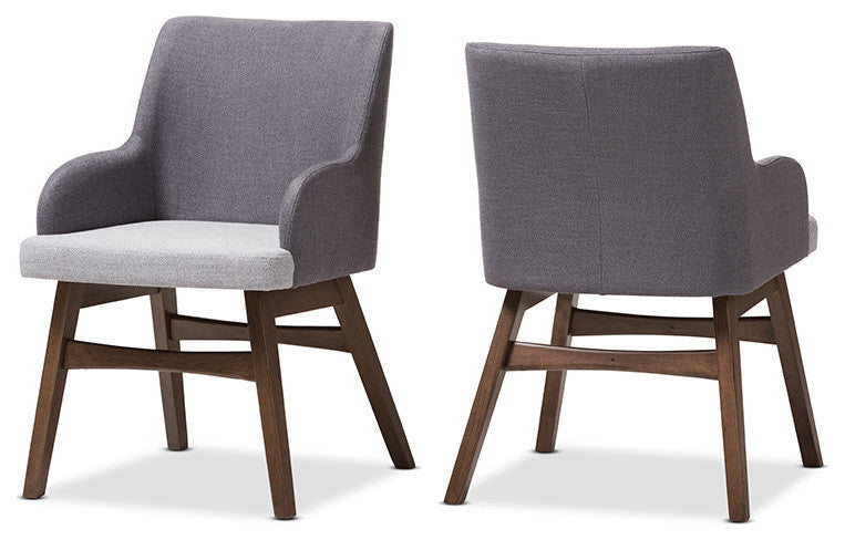 Monte Mid-Century Two-Tone Gray Fabric Armchair, Set of 2