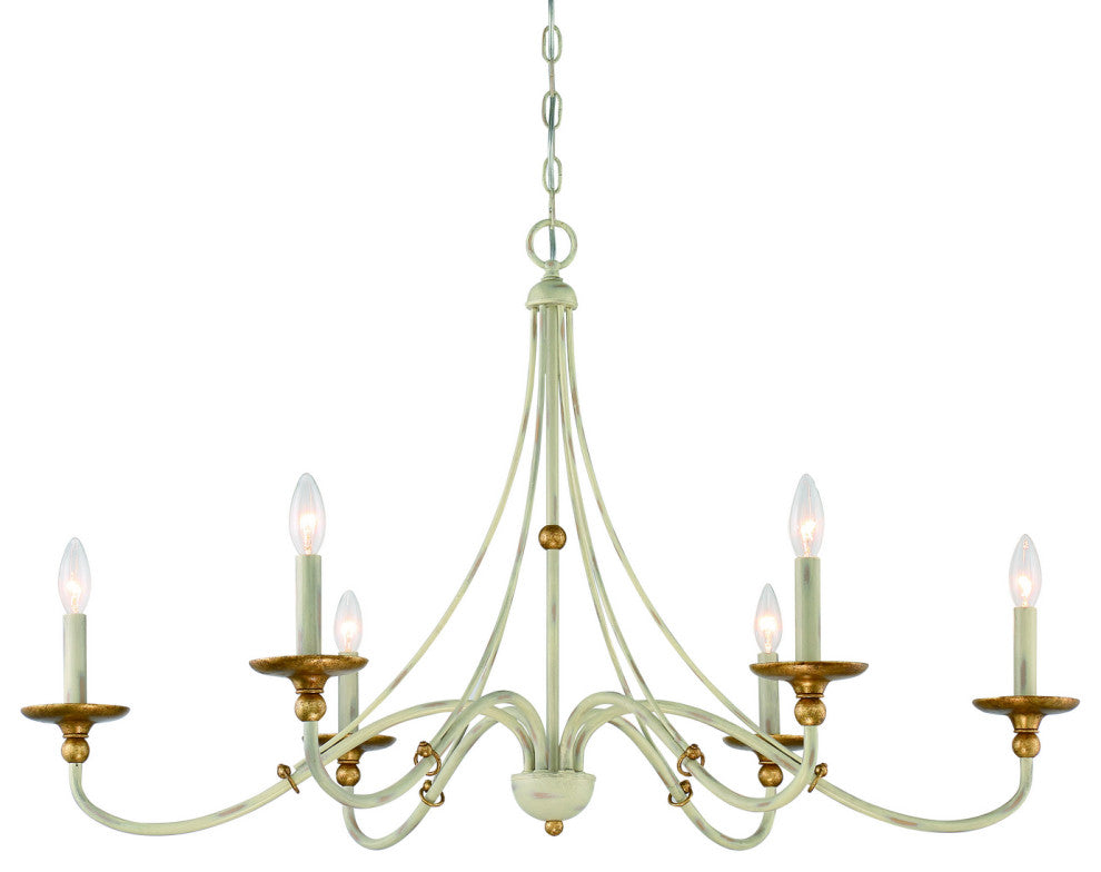 Minka Lavery Westchester County 6 Light Chandelier, Farm House White/Gilded Gold