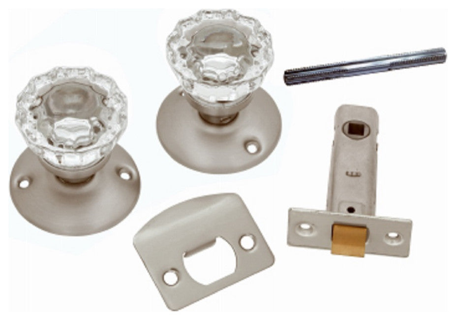 Belwith 1148-SN Passage Door Latch Set, Glass Knobs, Satin Nickel