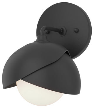 Brooklyn 1-Light Double Shade Bath Sconce, Black, Black, Opal Glass