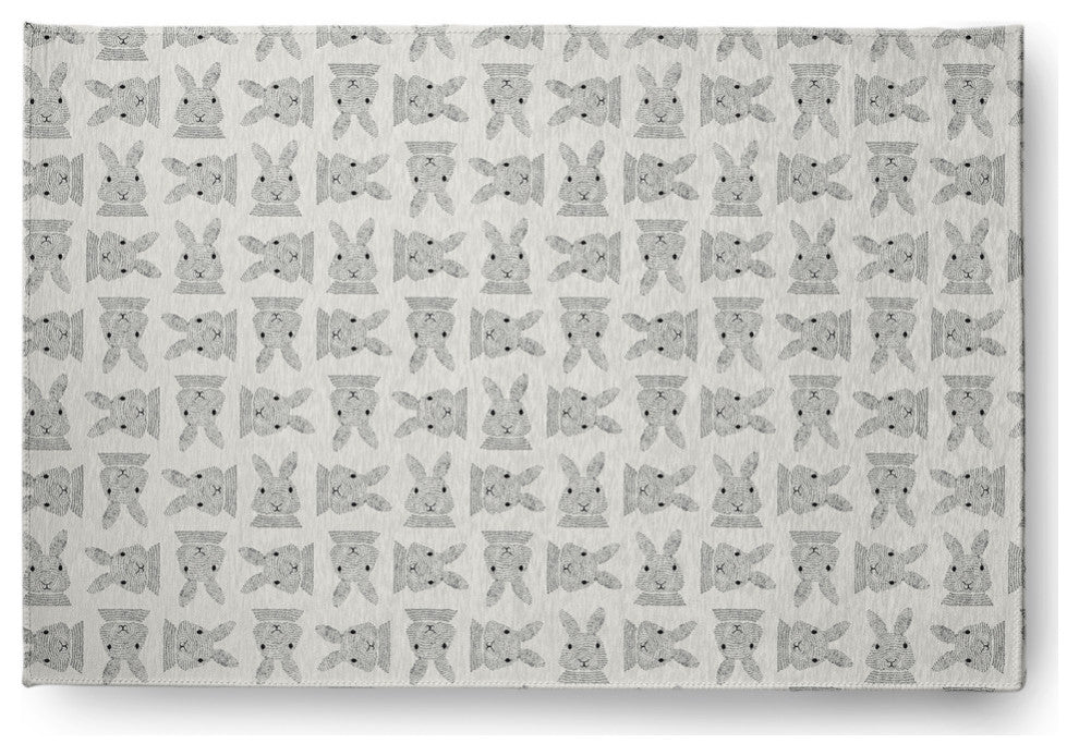 Criss Cross Bunnies Easter Chenille Rug, Whisper White, 4'x6'