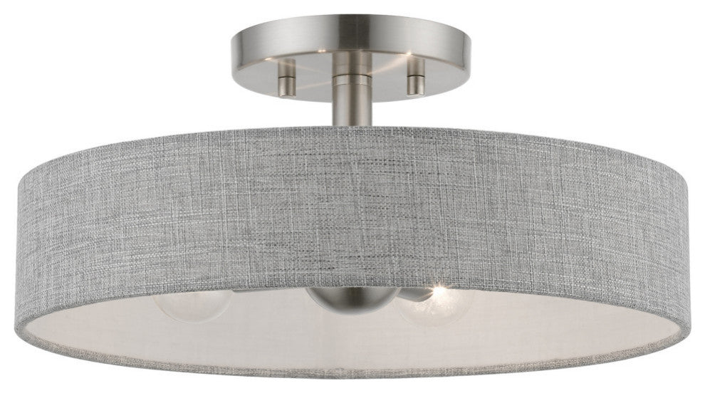Elmhurst 4 Light Brushed Nickel With Shiny White Accents Semi-Flush