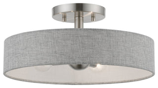 Elmhurst 4 Light Brushed Nickel With Shiny White Accents Semi-Flush
