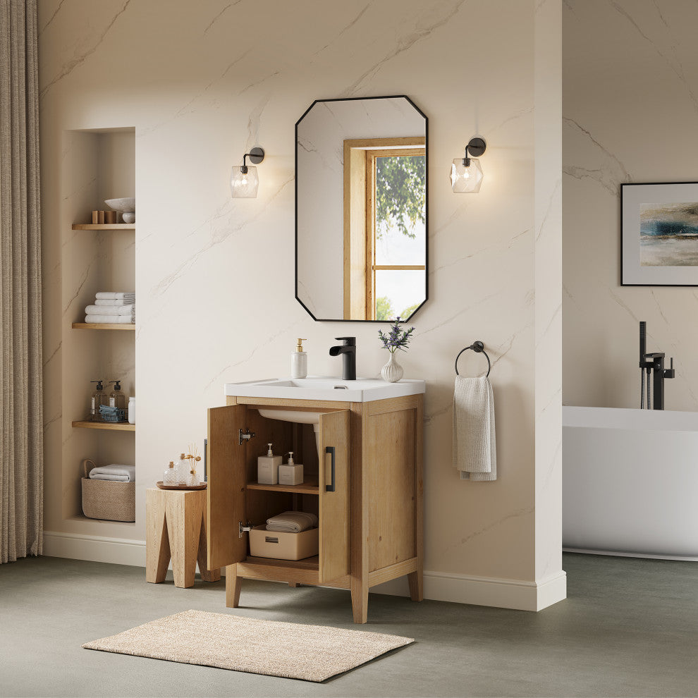 Solara 24" Bathroom Vanity, Weathered Fir, 24", With Mirror