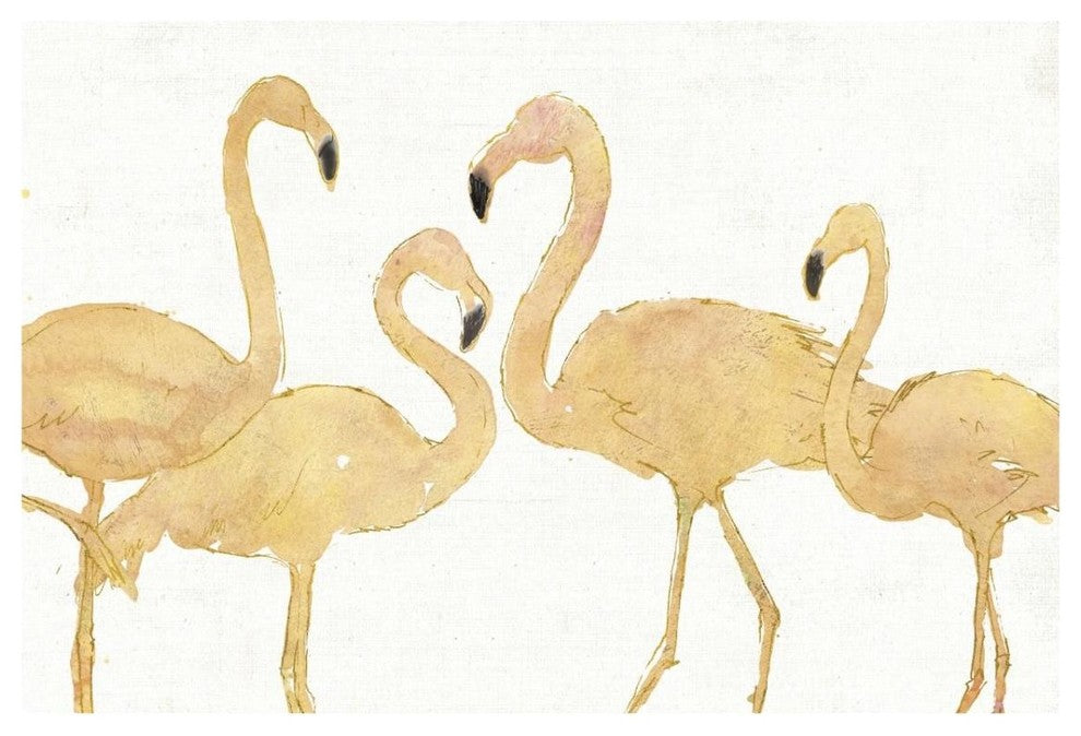 "Flamingo Fever I no Splatter Gold" Paper Print by Anne Tavoletti, 32"x22"
