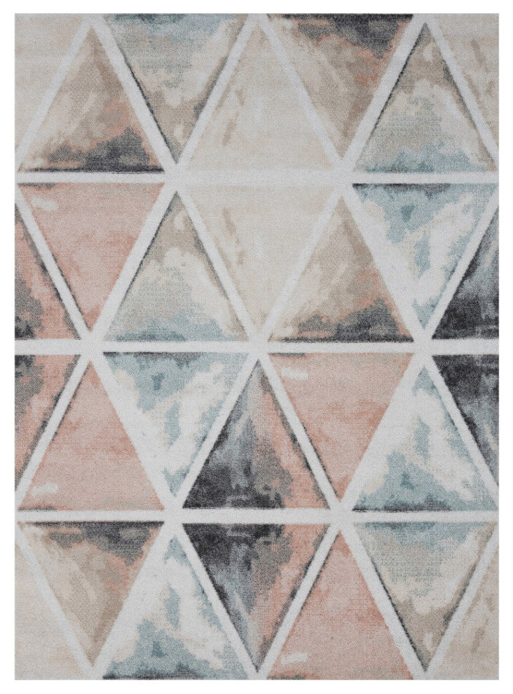 5' x 7' Ivory Watercolored Prism Area Rug