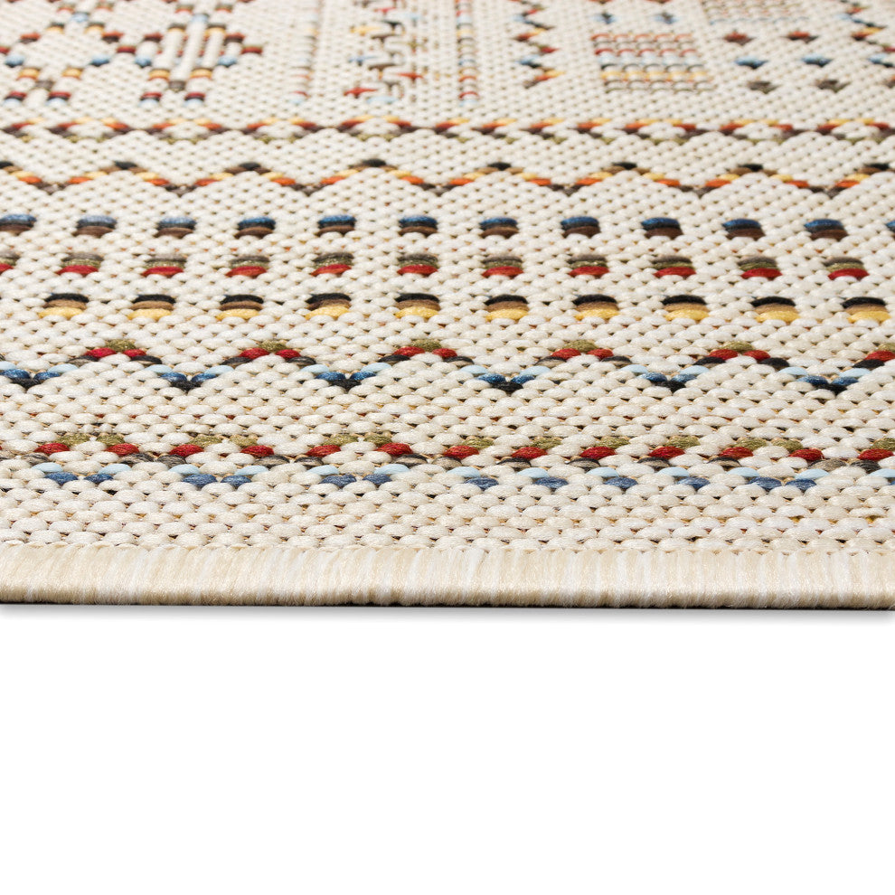 Avena Panel Stripe Indoor/Outdoor Rug Ivory 3'3"x4'11"