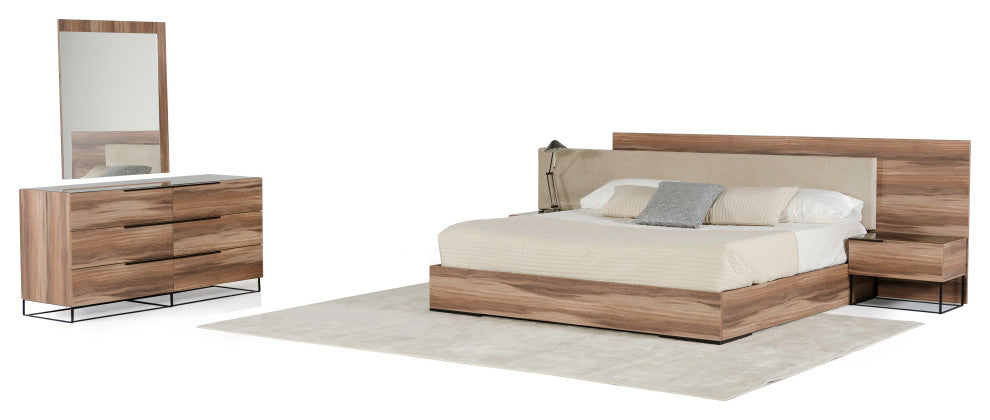 Nova Domus Matteo Italian Modern Walnut 5-Piece Bedroom Set, Eastern King