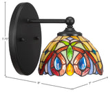 Capri 1-Light Wall Sconce, Matte Black/Ivory Cypress Art