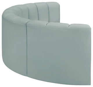 Arc Vegan Leather Upholstered 4-Pc. Inward Curved Modular Sectional, Green