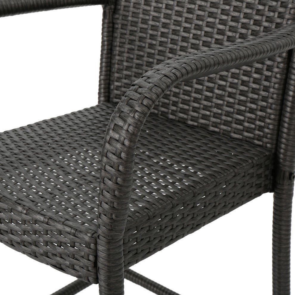 GDF Studio Dunedin Outdoor Gray Wicker Barstools, Set of 4