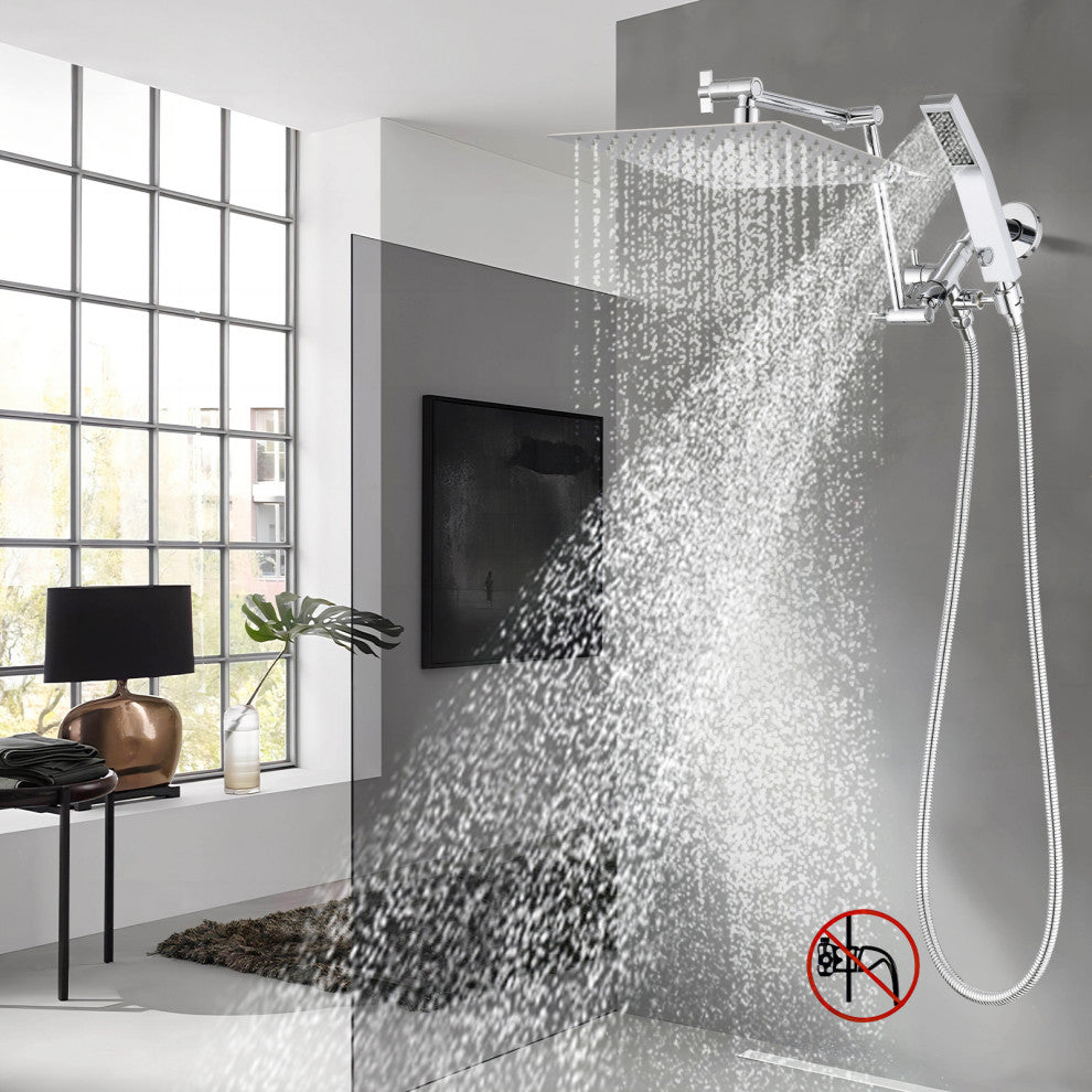 Shower Head Combo with Handheld and 16" Adjustable Extension Arm , Chrome