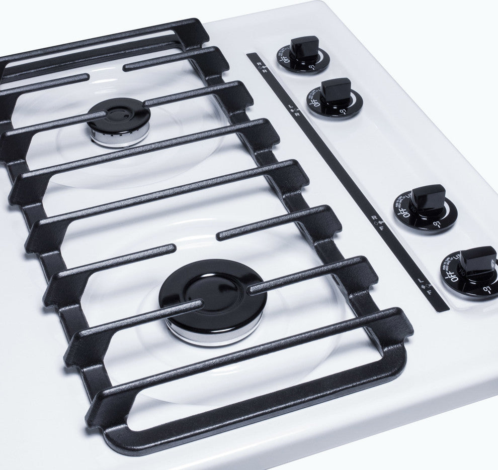 Summit WTL033S 24"W 4 Burner Gas Cooktop - White