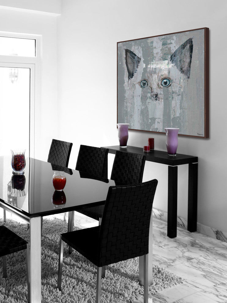 "Blue Eyed Cat" Floater Framed Painting Print on Canvas, 40"x40"